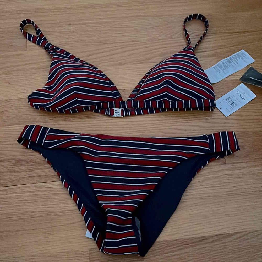 Red White Blue Triangle Bikini Swimsuit Set
